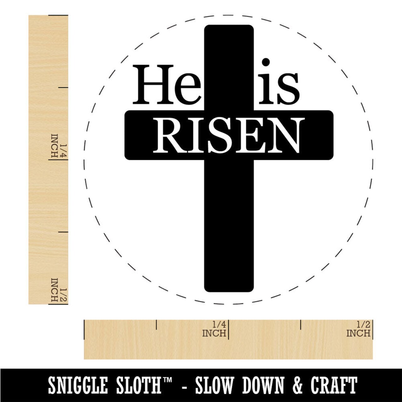 He Is Risen Jesus Christ Cross Easter Christianity Rubber Stamp for Stamping